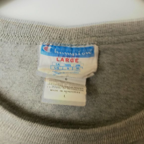 Champion T Shirt Classic Sport Gym Patch Tee Short Sleeve Cotton Solid Logo L - Picture 4 of 9